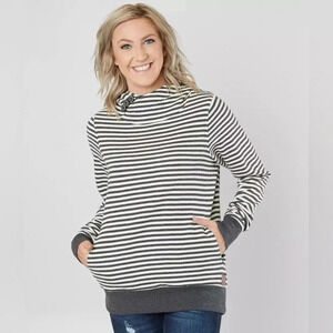 BKE French Terry Buttoned Collar Hoodie - Size Medium